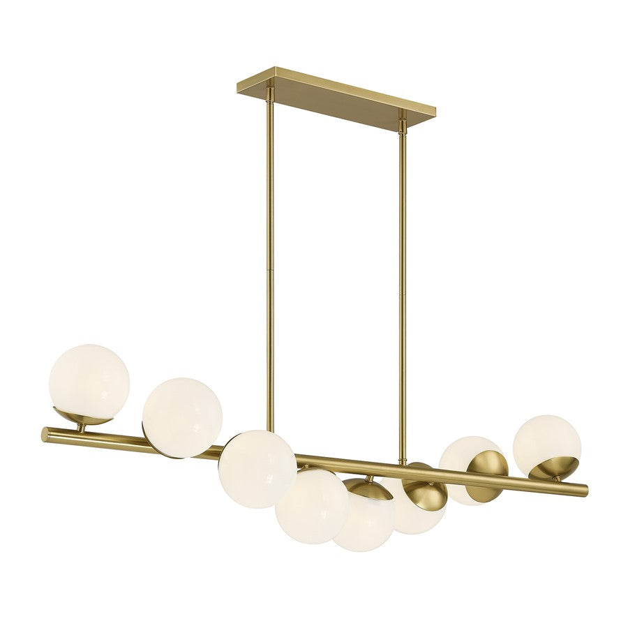 Savoy House Turin 8Lt Lin Chandelier, White Opal, Warm Brass