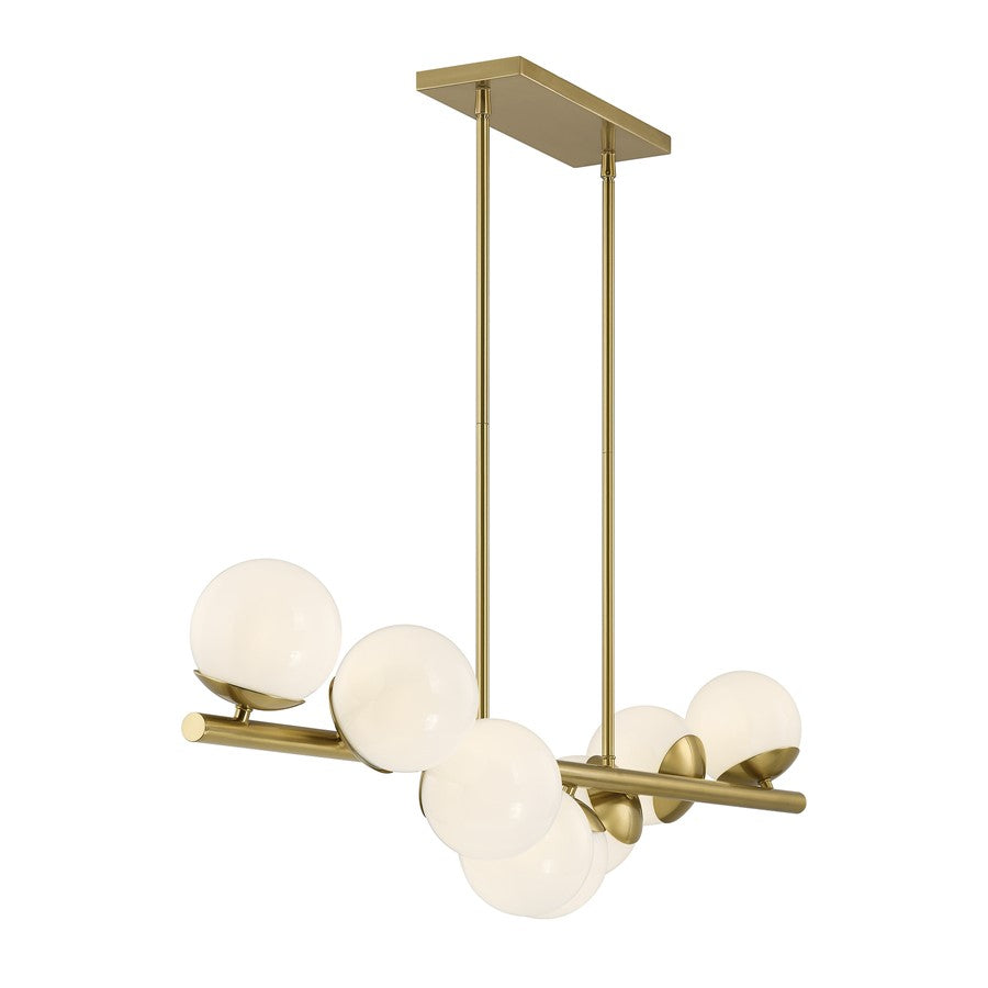 Savoy House Turin 8Lt Lin Chandelier, White Opal, Warm Brass