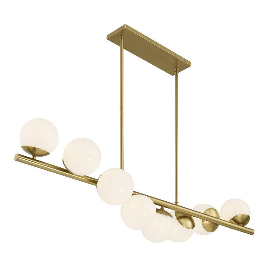 Savoy House Turin 8Lt Lin Chandelier, White Opal, Warm Brass