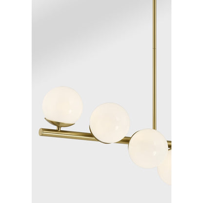 Savoy House Turin 8Lt Lin Chandelier, White Opal, Warm Brass