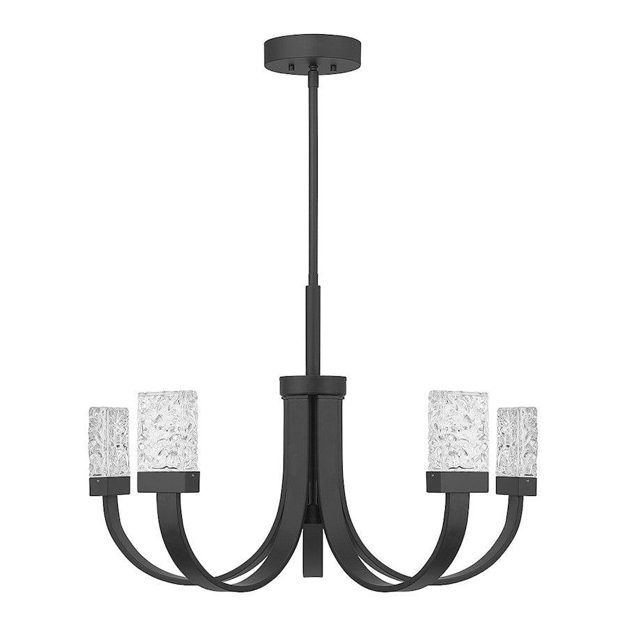 6 Light LED Chandelier, Matte Black