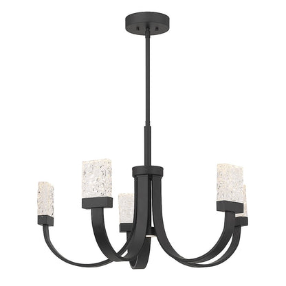 6 Light LED Chandelier, Matte Black