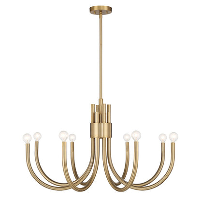 8 Light Chandelier, Noble Brass