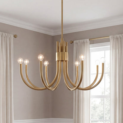 8 Light Chandelier, Noble Brass