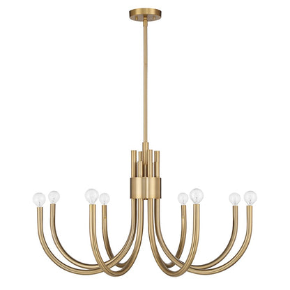 8 Light Chandelier, Noble Brass