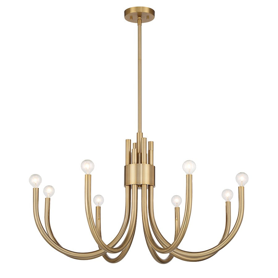 8 Light Chandelier, Noble Brass