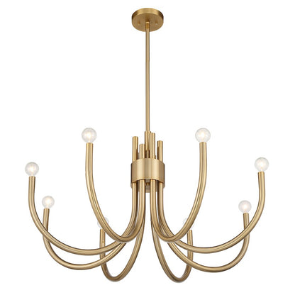 8 Light Chandelier, Noble Brass