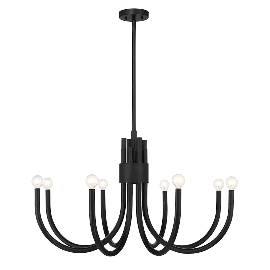 8 Light Chandelier, Matte Black