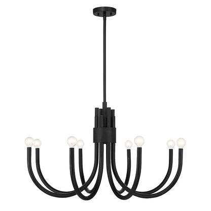 8 Light Chandelier, Matte Black