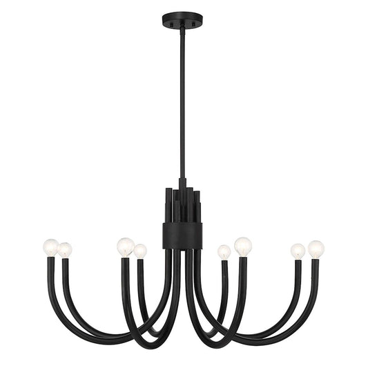 8 Light Chandelier, Matte Black