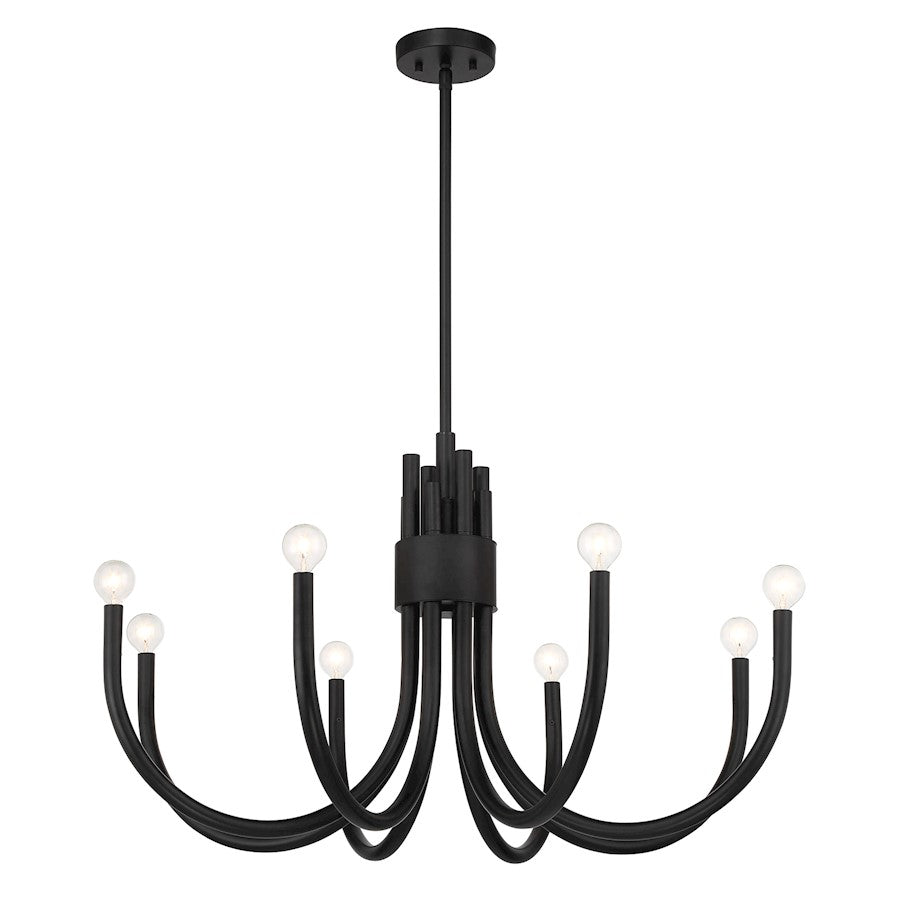8 Light Chandelier, Matte Black