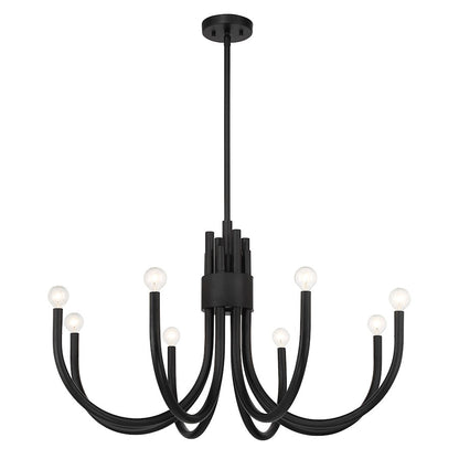 8 Light Chandelier, Matte Black