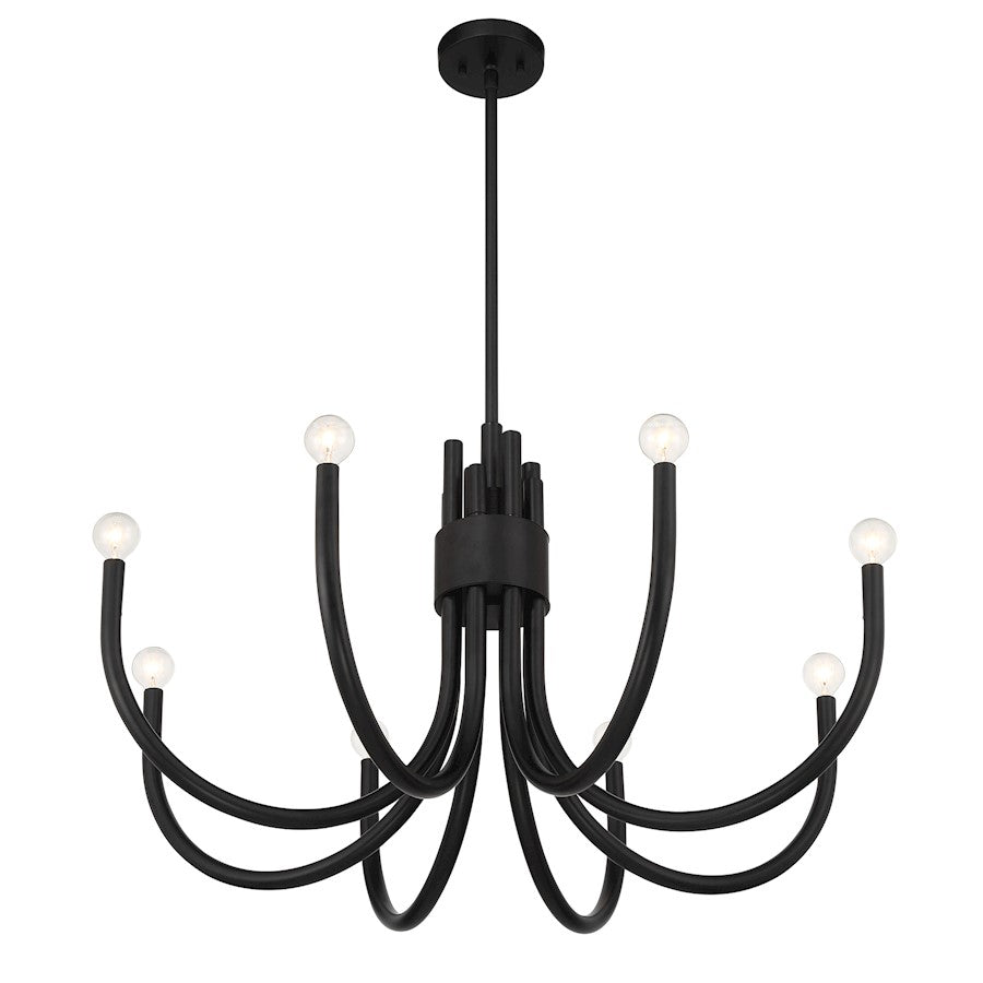 8 Light Chandelier, Matte Black