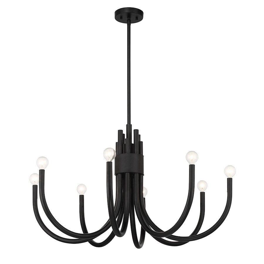 8 Light Chandelier, Matte Black