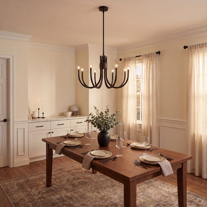 8 Light Chandelier, Matte Black