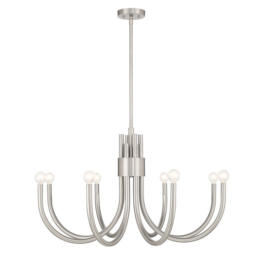 8 Light Chandelier, Satin Nickel
