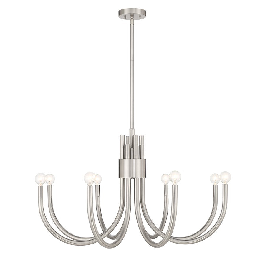 8 Light Chandelier, Satin Nickel