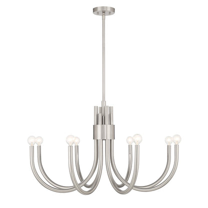 8 Light Chandelier, Satin Nickel