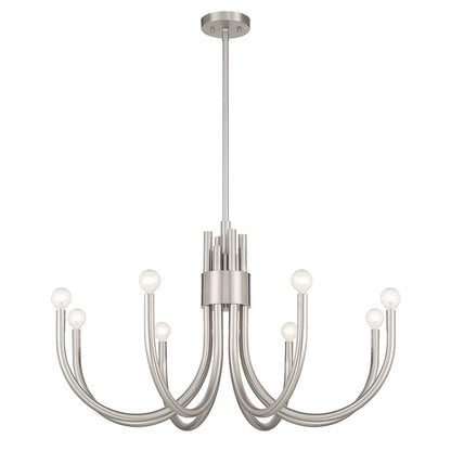 8 Light Chandelier, Satin Nickel