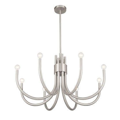 8 Light Chandelier, Satin Nickel