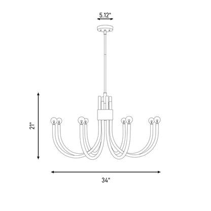 8 Light Chandelier, Satin Nickel