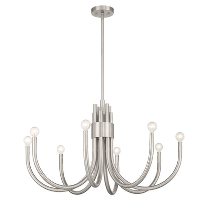 8 Light Chandelier, Satin Nickel