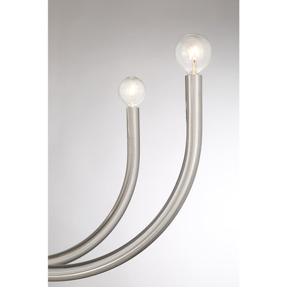 8 Light Chandelier, Satin Nickel