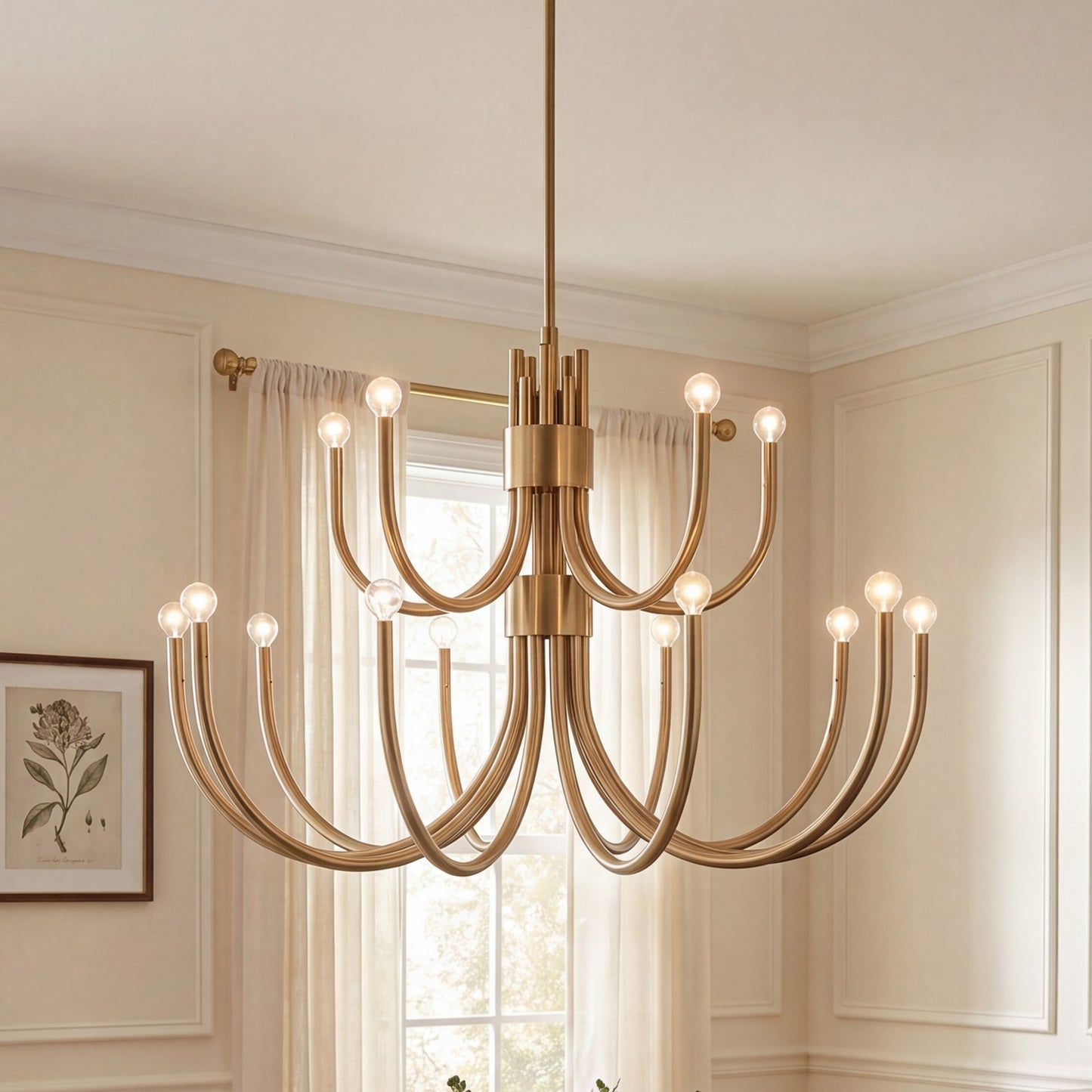 15 Light Chandelier, Noble Brass