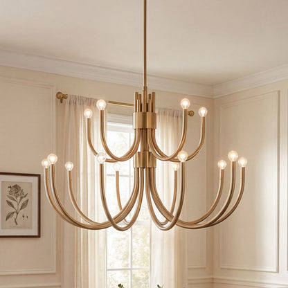 15 Light Chandelier, Noble Brass