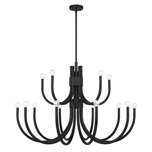 Savoy House Sorrento 15-Light Chandelier, Matte Black - 1-6682-15-89