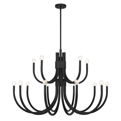 15 Light Chandelier, Matte Black