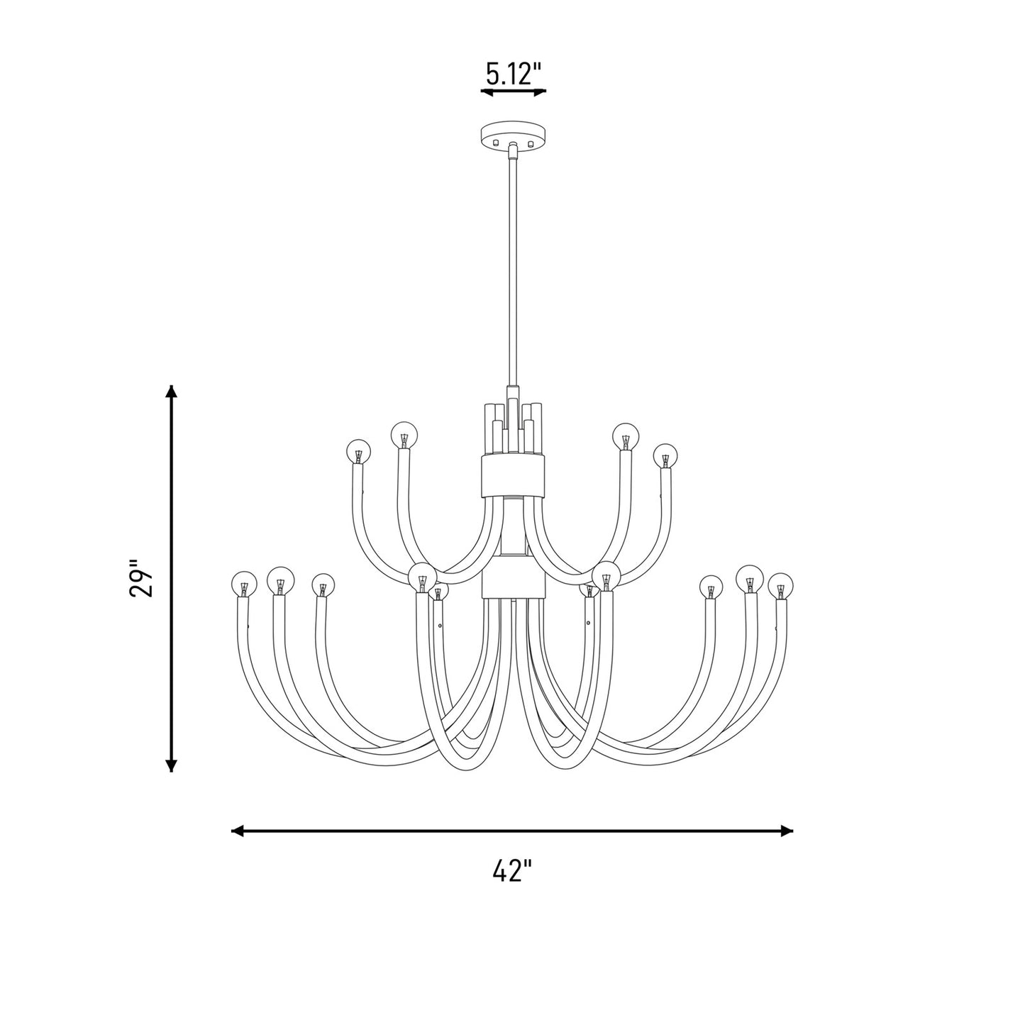 15 Light Chandelier, Matte Black