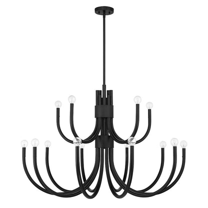 15 Light Chandelier, Matte Black