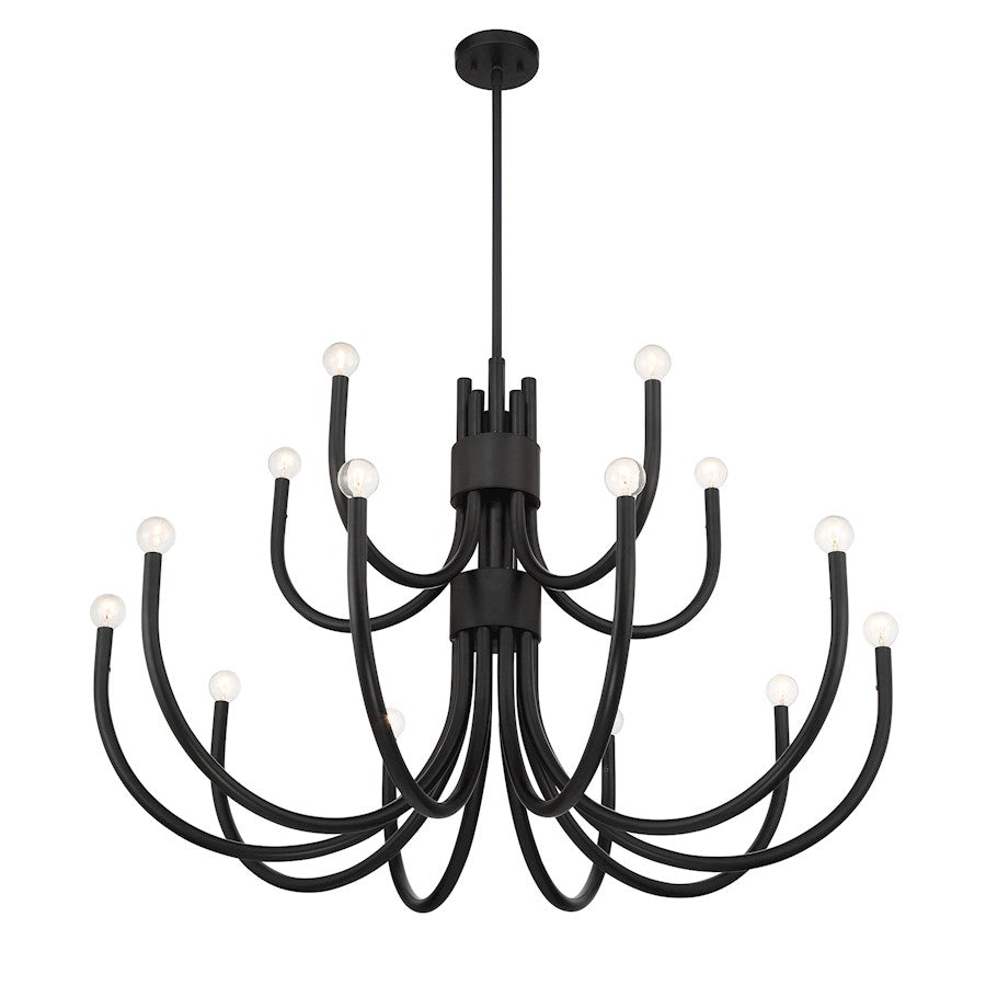 15 Light Chandelier, Matte Black