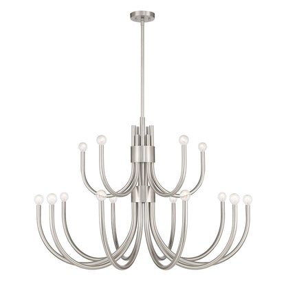 15 Light Chandelier, Satin Nickel