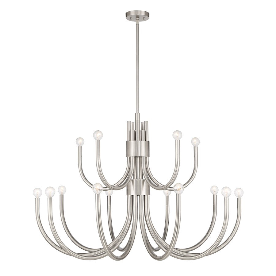 15 Light Chandelier, Satin Nickel