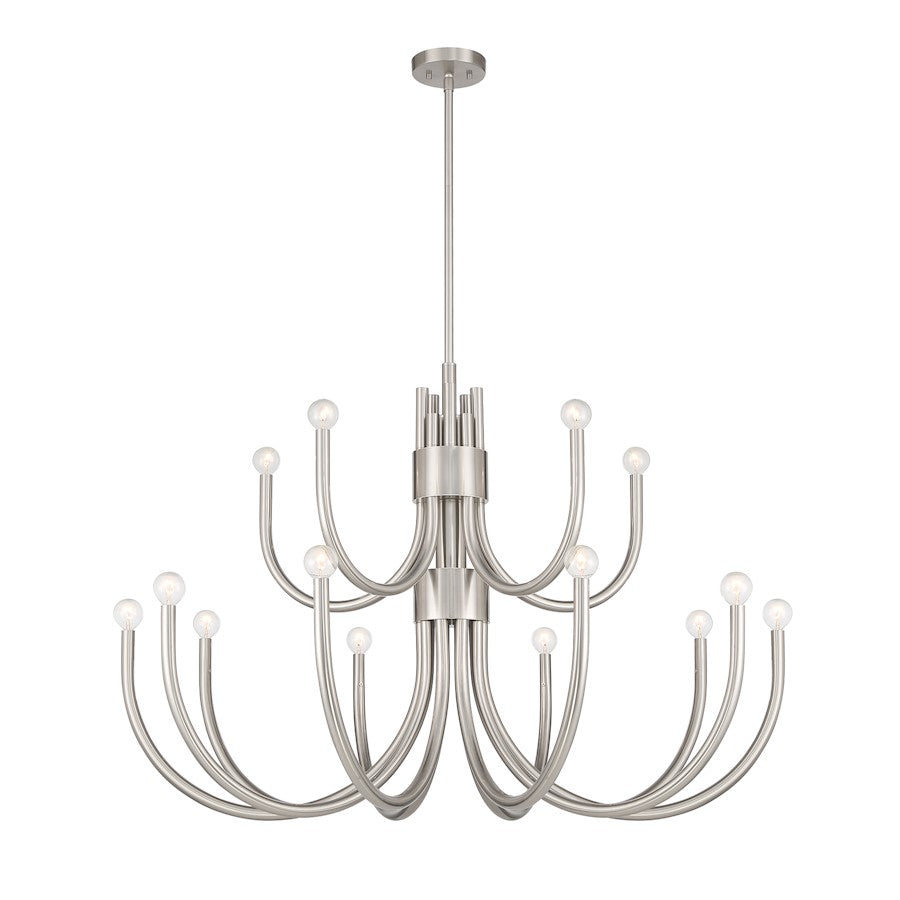 15 Light Chandelier, Satin Nickel