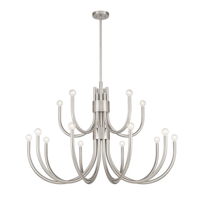 15 Light Chandelier, Satin Nickel