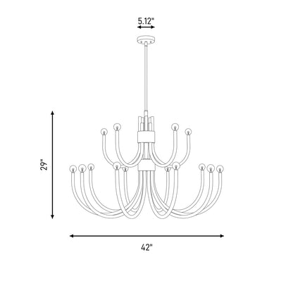 15 Light Chandelier, Satin Nickel