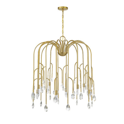 8 Light Chandelier, Noble Brass