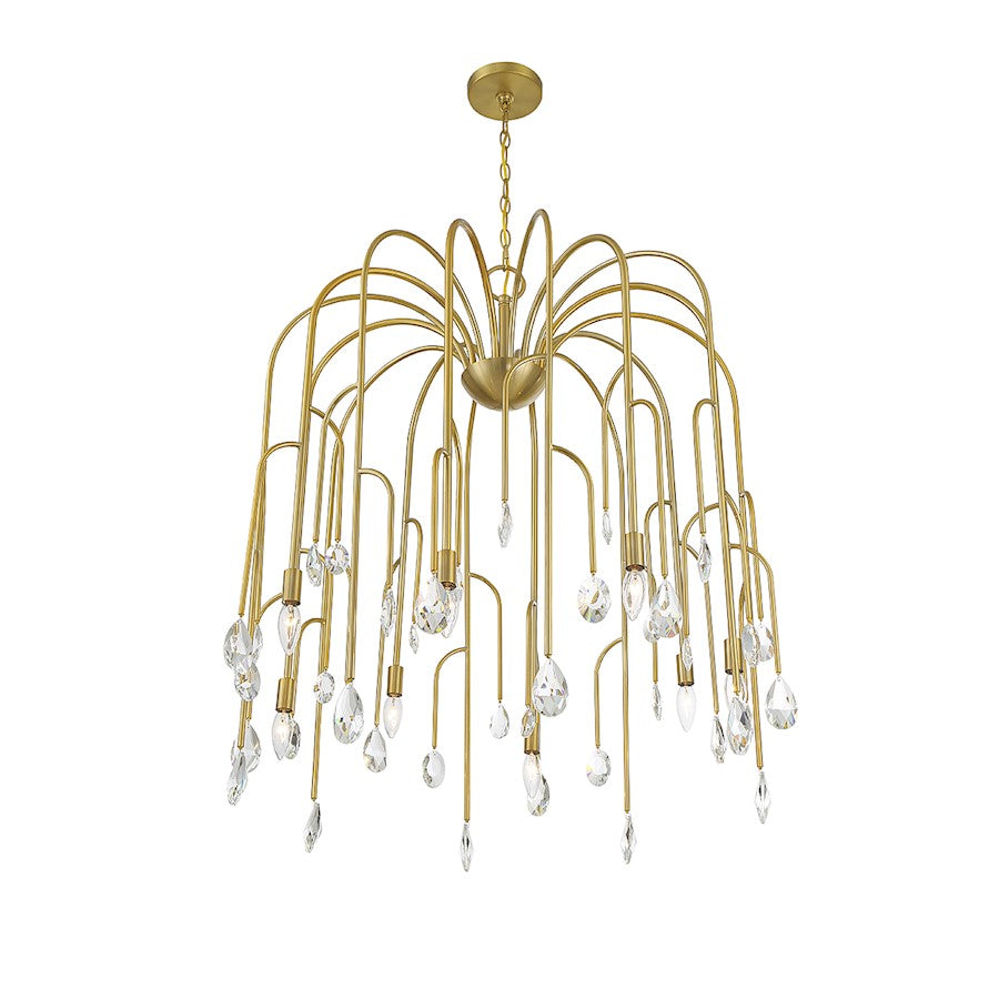 8 Light Chandelier, Noble Brass