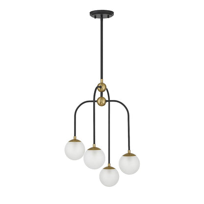 4 Light Chandelier, Black