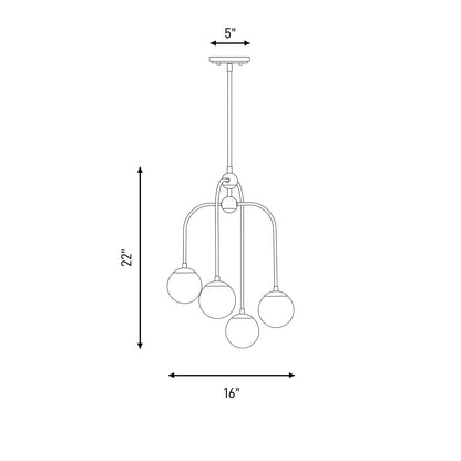 4 Light Chandelier, Black