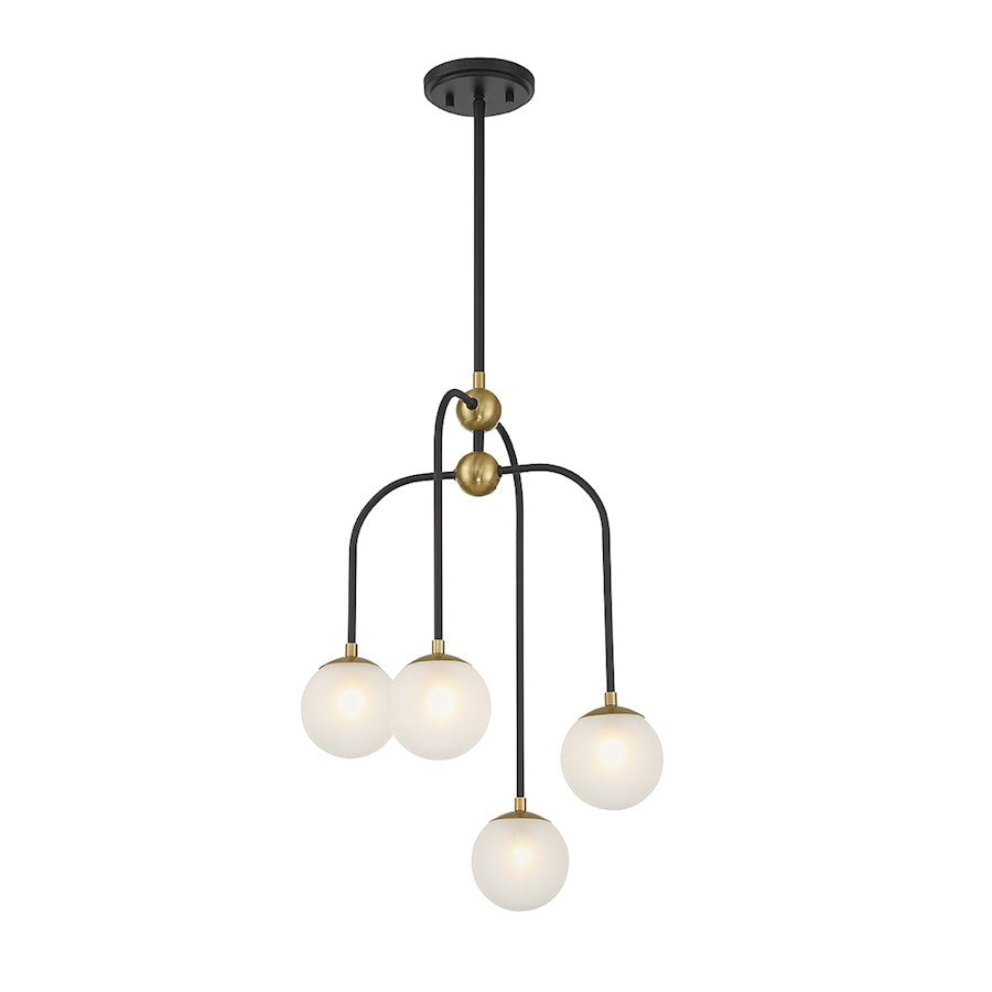 4 Light Chandelier, Black