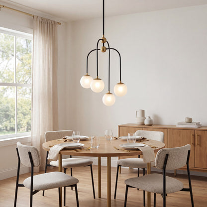 4 Light Chandelier, Black
