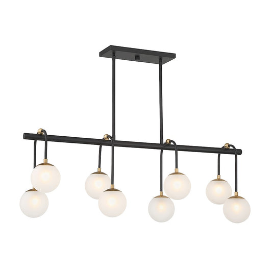 8 Light Linear Chandelier, Black