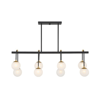 8 Light Linear Chandelier, Black