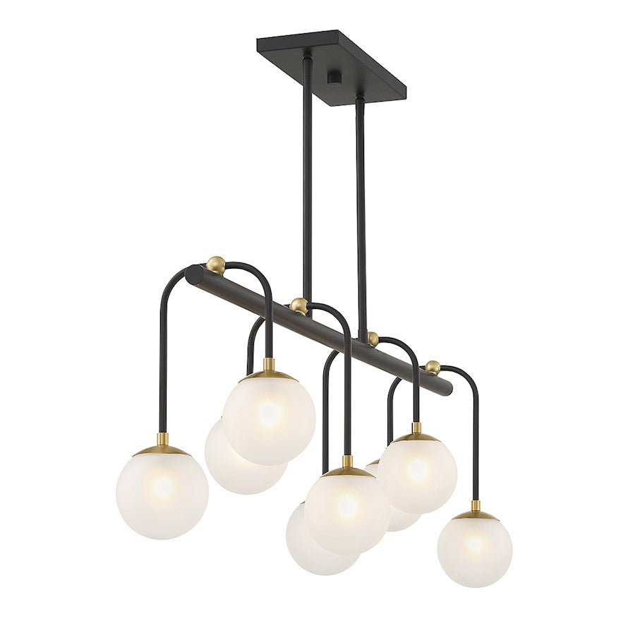 8 Light Linear Chandelier, Black