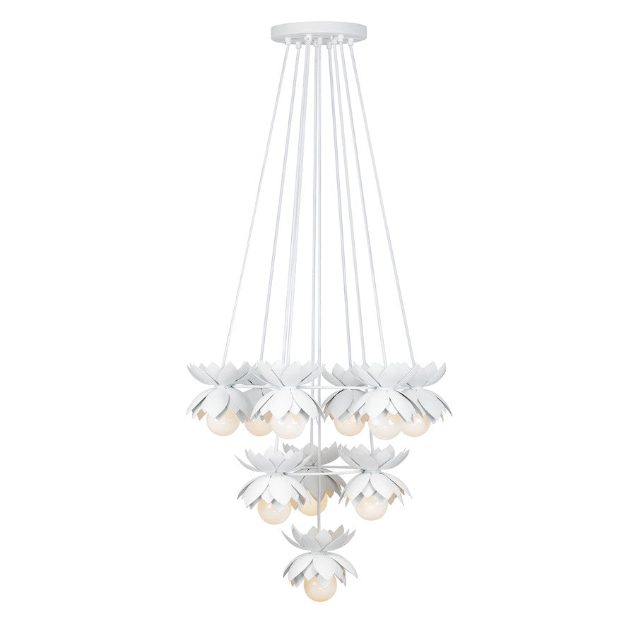 10 Light Chandelier, White Cashmere