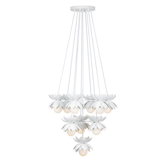 10 Light Chandelier, White Cashmere
